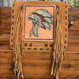 2025 Hot Sale High Quality Hand Tooled Suede Leather Concealed Carry Fringe <b>Crossbody</b> <b>Bag</b> for Women Large Capacity <b>Messenger</b> <b>Bag</b> - Product Image 4