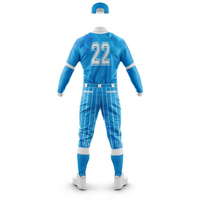 Ensemble uniforme de baseball bleu imprimé par transfert thermique, séchage rapide, polyester, logo personnalisé, taille élastique, maillot et pantalon d'équipe XXL