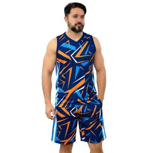 Men's Geometric Print Tank Top And Shorts <b>Set</b> V-Neck Quick Dry <b>Knitted</b> Polyester Sporty Summer Outfit - Product Image 1