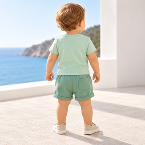 Ensemble de vêtements d'été pour bébés garçons et filles, 2 pièces, t-shirt brodé et short, tenue de haute qualité personnalisable - Product Image 2