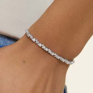 Pulsera de tenis con racimo de diamantes cultivados en laboratorio de 2.19 quilates, oro blanco de 10K, certificado IGI, chapado en rodio, diseño floral para mujer, fina. - Product Image 3