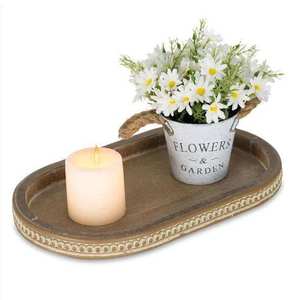 Bandejas de Almacenamiento Rectangulares Clásicas de Madera de Nogal con Acabado Lacado, Talladas, Portátiles, Reutilizables y Multifuncionales para Cocina y Sala de Estar - Product Image 6