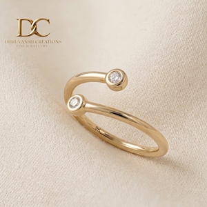 Classic Designer 14KT Solid Yellow Gold <b>Adjustable</b> <b>Ring</b> with Lab Grown Diamond IGI Certified Jewelry for Women's Wedding & Party - Product Image 4