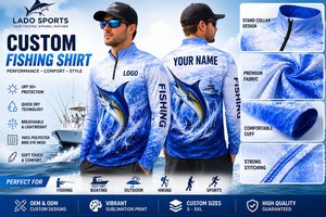 เสื้อตกปลาผู้ชายคุณภาพสูง โพลีเอสเตอร์ 100% กันน้ำ ระบายอากาศได้ดี UPF 50 รับผลิตตามสั่งพร้อมโลโก้ - Product Image 6