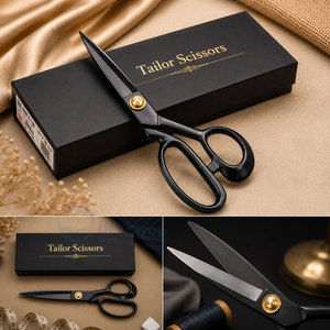 Premium Tailor <b>Scissors</b> Black Finish Stainless Steel Fabric Shears Professional <b>Sewing</b> Cutting Tool For Garment Industry - Product Image 6