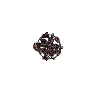 Alluring Fancy Nature Inspired Oxidised Silver Rubies Embellished Rings makes ideal for Women Office Wear Accessory at Low Cost