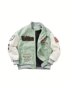 High Quality Custom Embroidery Breathable Eco-Friendly 100% Cotton <b>Fleece</b> <b>Lining</b> Varsity <b>Jacket</b> Men Baseball College Streetwear - Product Image 1