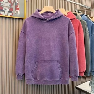 Men's Oversized Hooded Sweatshirt Solid Color Cotton French Terry Casual Pocket Long Sleeve Autumn Wear - Product Image 5