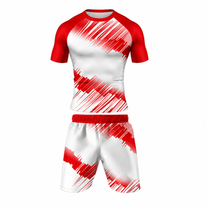 Ensemble Rashguard MMA Homme Personnalisé à Manches Courtes avec Short de Combat Léger Extensible BJJ Grappling No-Gi Séchage Rapide Entraînement - Product Image 1