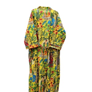 Kimono de algodón hecho a mano para mujer, estampado único, ropa de dormir de verano, cintura elástica, bata de dama de honor, talla única - Product Image 6