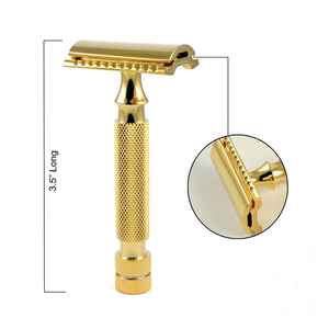 Professional High Quality Stainless Steel Gold Color <b>Razor</b> for <b>Men</b> 24K Gold Double Edge Safety <b>Razor</b> Single Edge Blades Shaving - Product Image 2
