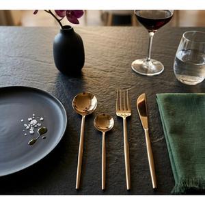 Rose Gold PVD coated <b>Flatware</b> Set of 4 Cutlery Spoon Fork Knife Plain Elegant Design Perfect Restaurant Hotel And Home Use - Product Image 1