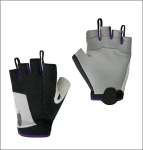 Gants de cyclisme demi-doigts unisexes blancs et bleus, respirants, anti-humidité, en polyester et coton, fermeture à enfiler pour l'été - Product Image 6