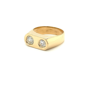 Anillo de Eternidad Vintage para Hombre con Dos Diamantes Creados en Laboratorio, Diseño Geométrico con Engaste de Bisel, Chapado en Oro, para Uso Diario - Product Image 1