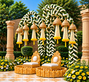 Urli decorativa con diseño de elefante en acabado oro real, elegante para la ceremonia Haldi, Urli de FRP para parejas, decoración con rostros de elefantes para eventos en EE. UU. - Product Image 5