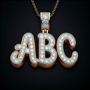 Colgante con Letra ABC, Chapado en Oro de 18K, Engaste de Diamantes, Estilo Hiphop, Unisex, Regalo, Joyería - Product Image 1