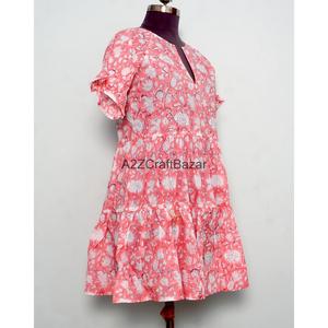 Ladies Summer 100% Pure Cotton Handmade Floral <b>Office</b> Lady Dress Comfortable Short Sleeve Mini Casual Wear Lightweight <b>Outfit</b> - Product Image 4