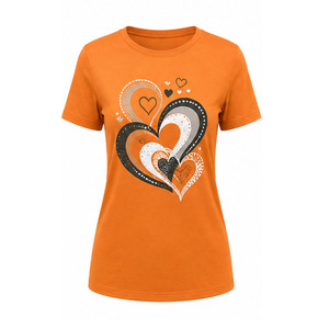 Camiseta con estampado gráfico para mujer, camisa ligera de algodón con cuello redondo y manga corta, ropa de calle moderna para uso diario, moda informal de verano - Product Image 1