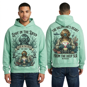 Sweat à capuche vintage pour homme, style rétro délavé, teint en pièce, streetwear personnalisé, en coton épais - Product Image 1