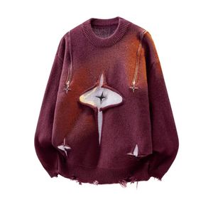 Pull-over Col Rond Oversize OEM 2026 avec Imprimé Dégradé et Franges, Tricoté Unisexe, Vêtement d'Automne - Product Image 4