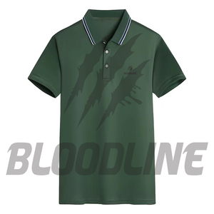Chemise à manches courtes pour homme Bloodline, vert foncé, coton tricoté, respirante, séchage rapide, coupe classique, logo imprimé sur le devant - Product Image 2