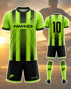 Ensemble de maillot de football pour homme Fawkes, orange marine, col en V, manches courtes, évacuation de l'humidité, impression numérique, respirant, nom d'équipe personnalisé, adulte - Product Image 1
