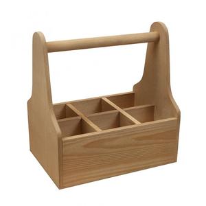 Boîte de rangement rectangulaire en bois avec 3 compartiments, style rustique, faite à la main pour la cuisine, porte-vaisselle et couverts - Product Image 5