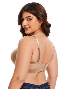Women's Beige Push-Up <b>Bra</b> Full Cup Underwire Lace Trim Adjustable Straps Back Closure Elegant Style All Seasons Wear - Product Image 1