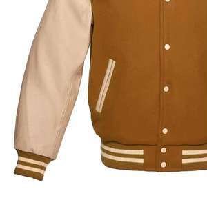 Blouson universitaire personnalisé élégant et chaud pour homme, en polaire polyester/coton, avec col montant, broderie et impression numérique, effet délavé uni - Product Image 5