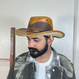 Sombrero de Vaquero de Cuero Vacuno Genuino de Alta Calidad, Personalizado y de Lujo, con Banda Trenzada, Estilo Vintage, Protección Solar para Exteriores, para Adultos - Product Image 4