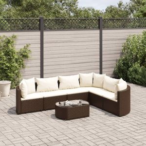 Set di divani da giardino in polyrattan marrone, 7 pezzi con cuscini, mobili da esterno in stile contemporaneo - Product Image 3
