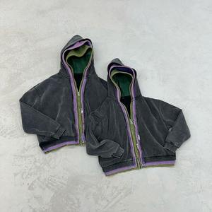 Vente en gros Streetwear Sweat à capuche zippé tricoté, coupe oversize, triple épaisseur, anti-plis, sans cordon, effet délavé soleil et délavé à l'acide vintage - Product Image 6