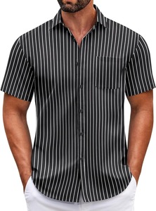 Wholesale Men's <b>Short</b> <b>Sleeve</b> Button-Up Poplin Casual <b>Dress</b> <b>Shirt</b> Pocket Lightweight Summer Top Anti-Pilling Breathable Quick Dry - Product Image 6