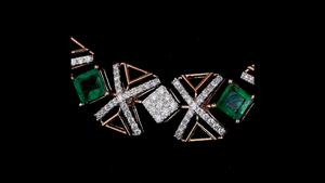 Conjunto de Collar y Aretes de Plata con Esmeralda y Diamantes de Laboratorio de Lujo |   Joyería nupcial con acabado en oro rosa |   Fabricante de Joyería de Alta Gama - Product Image 5