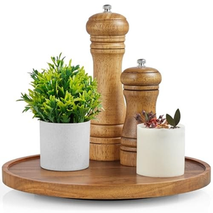 Bandeja giratoria pequeña de madera de acacia para especias, queso y cocina, de la marca Blossom Craft India. - Product Image 5