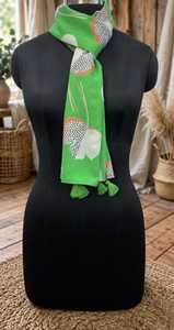 Pañuelo de Algodón con Estampado Floral Verde, con Borlas, Largo, Ligero y Suave, Hijab Estampado para Mujer, Logotipo Personalizado, para Uso Diario en Todas las Estaciones - Product Image 2