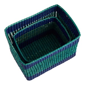 Cesta de Almacenamiento Junco Azul y Turquesa, Hecha a Mano, Ecológica, Venta al Por Mayor, Hecho en Vietnam - Product Image 2