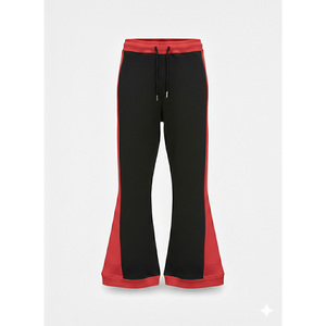 Unisex Wide Leg <b>Flared</b> <b>Sweatpants</b> Drawstring Elastic Waistband Contrast Trim Casual Track Pants Streetwear Bulk <b>Wholesale</b> - Product Image 5