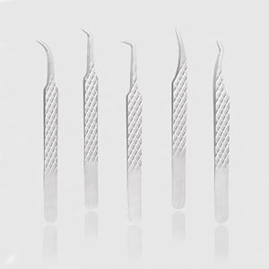 Pinzas para Pestañas de Acero Inoxidable Plateado Personalizadas, con Punta de Diamante, Punta Puntiaguda, Marca Privada, Punta de Fibra, para Extensión de Pestañas Postizas - Product Image 3