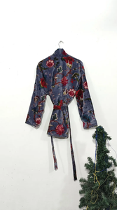 Kimono largo de algodón con estampado floral y cuello en V, de secado rápido, ligero, para primavera/verano, ideal como vestido de dama de honor. - Product Image 5