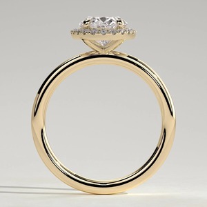 Anillo de compromiso con diamante de corte ovalado, oro amarillo de 14 quilates, diamante cultivado en laboratorio, halo, certificado IGI, estilo clásico para mujer - Product Image 3