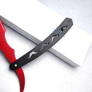 Navaja de Barbero Plegable de Acero Inoxidable, Hoja Plateada, Mango Negro, Navaja Recta Profesional para Estilizar Barba y Bigote - Product Image 6