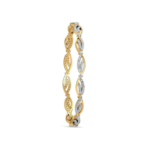 AJRETAIL Women's 1.75ct Leaf Whisper Natural Round Brilliant Cut Diamond Bangle Yellow Gold-HI Color VS-SI Clarity Ethnic Style - Product Image 3
