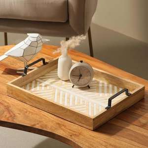 High Quality Heavy Duty Solid Wood Serving <b>Tray</b> with Scratch Resistant <b>Tray</b> for Commercial Restaurant Cafe & <b>Buffet</b> Service Use - Product Image 4