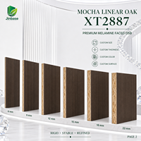 Panneau OSB (Oriented Strand Board) mélaminé Jinbase SXT2887 Mocha Linear Oak 18 mm E0 1220x2440 mm pour meubles et menuiseries