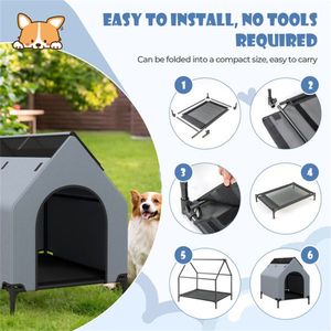 25 \ "X 36 \" casa di animali domestici di lusso con finestre eleganti mobili per animali domestici - Product Image 1