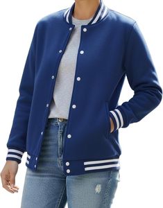 Best Quality Vintage Style Women's <b>Varsity</b> <b>Jackets</b> with Stand Collar & Front Logo Canvas Fabric Customizable for College <b>Girl</b> - Product Image 4