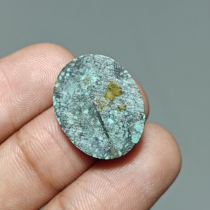 Turquoise naturelle du Hubei, cabochon ovale, pierre précieuse turquoise pour la fabrication de bijoux, 21x17x5 mm. 10 Ct. E670 - Product Image 2