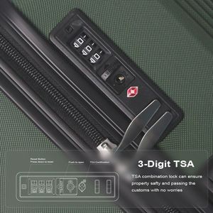 Set Valigie Premium in ABS Verde 3 Pezzi 20'' 24'' 28'' con Manico Multi-Posizione Ruote Silenziose Girevoli Approvato TSA - Product Image 5