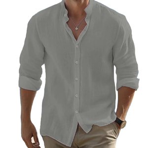 <b>Men's</b> Long-Sleeved Cotton/Polyester Quick Dry Summer <b>Beach</b> Style <b>Shirts</b> Solid Color Casual <b>Shirt</b> Low Price Sale - Product Image 4